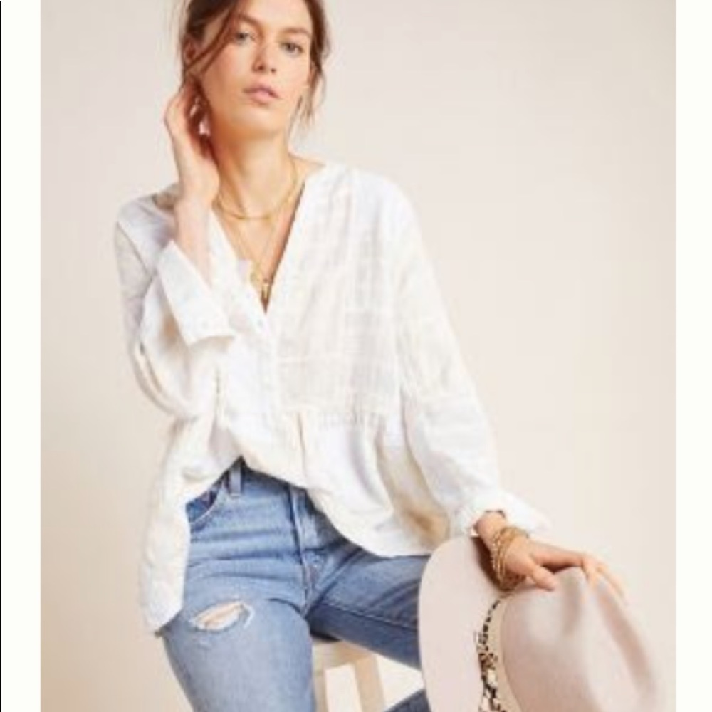 ANTHROPOLOGIE - ZOE SWING BLOUSE - IVORY - 1X